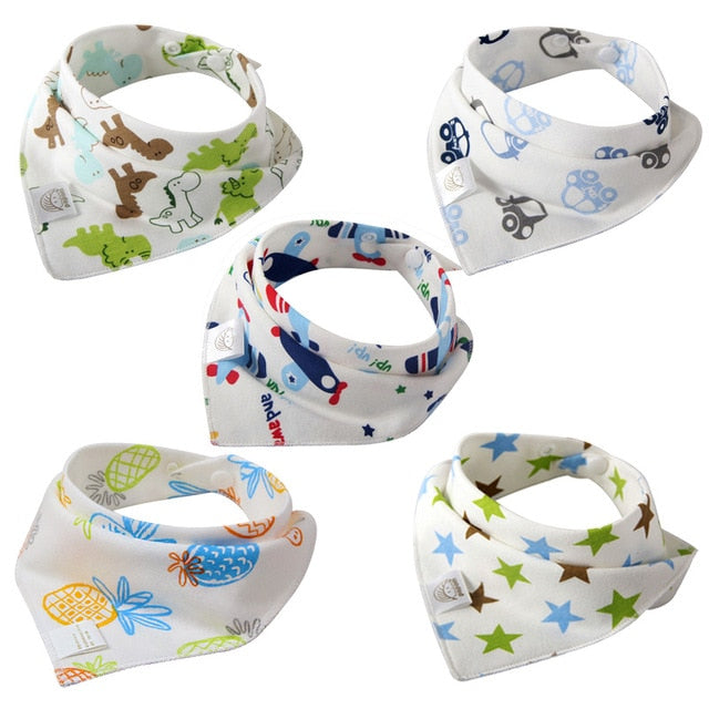 5  bavoirs bébé Bandana coton